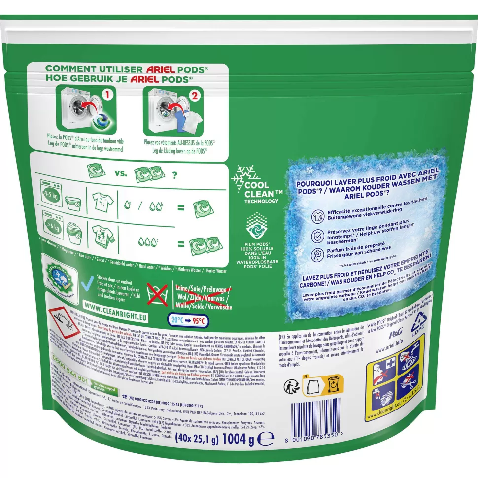 Online Pods+ Vloeibaar Wasmiddelcapsules + Actieve Geurbestrijding- 3 X 40 Wasbeurten - 120 Wasbeurten Huishoudmiddelen