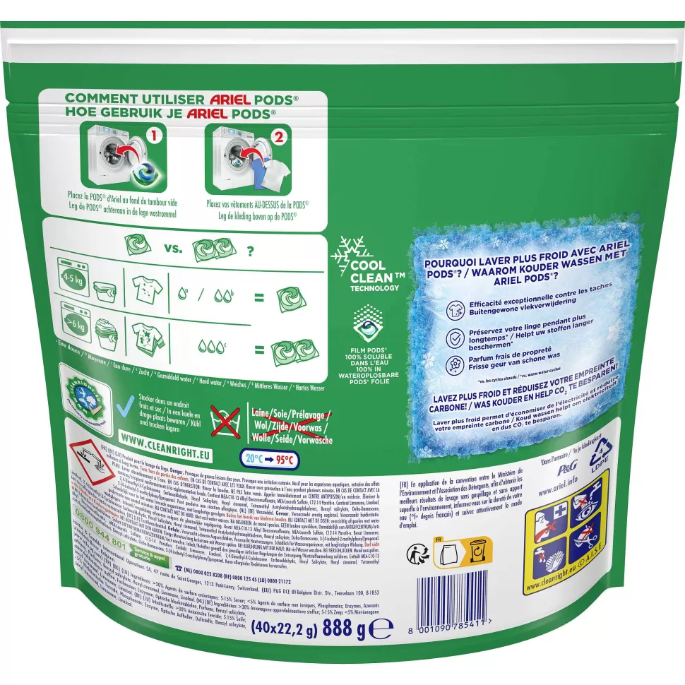 Outlet Pods+ Vloeibaar Wasmiddelcapsules + Touch Van Lenor Unst Color - 3 X 40 Wasbeurten - 120 Wasbeurten Huishoudmiddelen