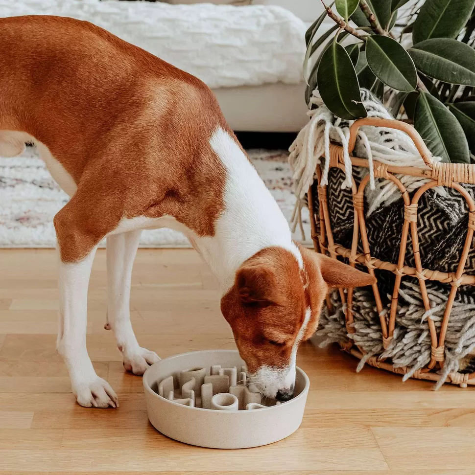 Clearance Hondenvoerbak Bamboo Dog Slow Feeder - O 21 Cm - Merengue Dierbenodigdheden