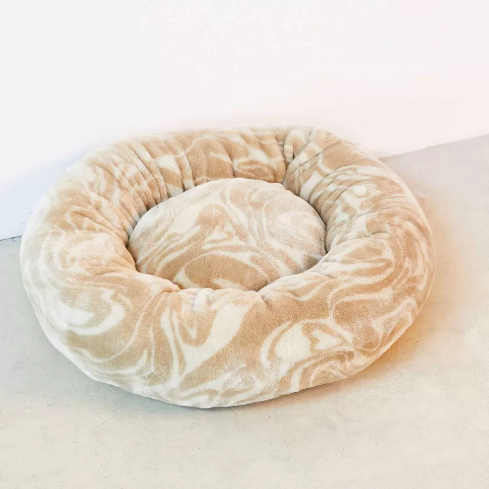 Cheap Honden/Katten Mand O70X20 Cm Fluffy Plush Swirl Patroon Beige Maat M Dierbenodigdheden