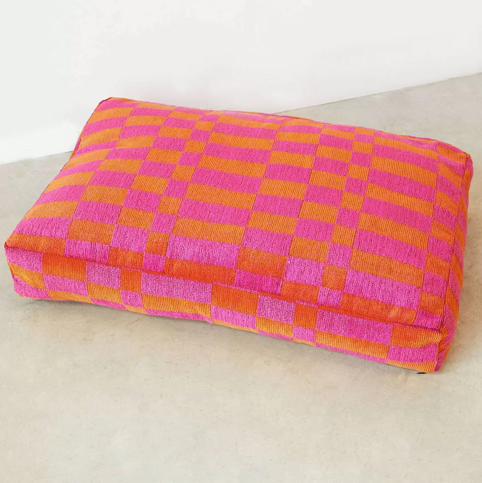Shop Hondenkussen Jacquard Blok Patroon Oranje En Magenta Maat L Dierbenodigdheden
