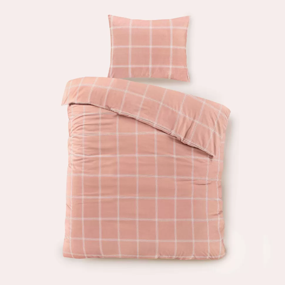 Outlet Katoenen Dekbedovertrek 1 Persoons Line Check (140X220 Cm) Beddengoed