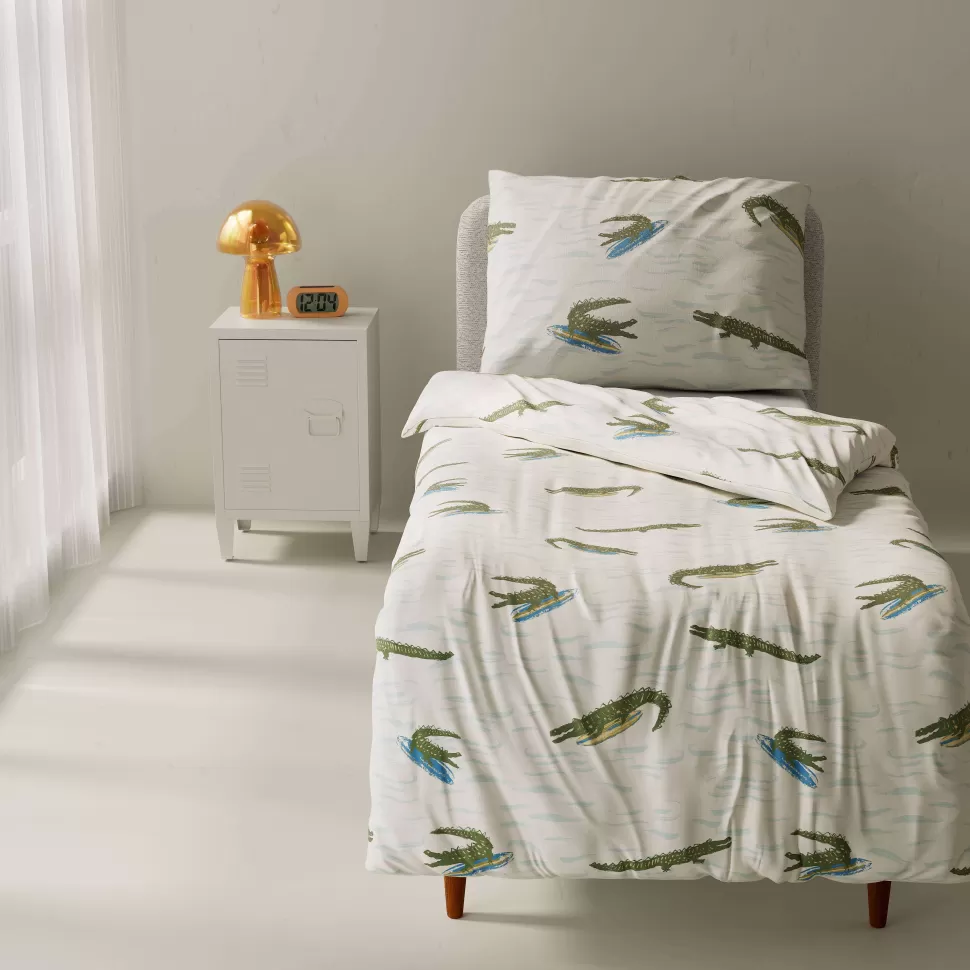 Outlet Katoenen Dekbedovertrek 1 Persoons Surfin Croco (140X200 Cm) Beddengoed